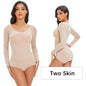 Female Underwear Open Crotch One-Piece Bodysuit Long Sleeve Seamless Waist Trainer Body Shaper Sheath Flat Belly Shapewear Woman