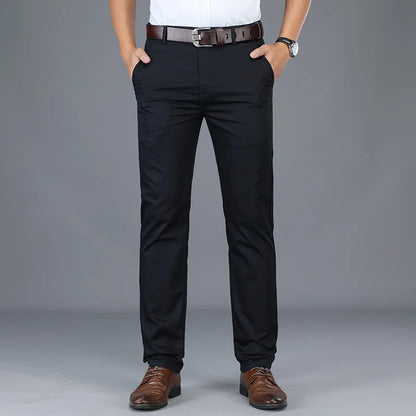 Classic Casual Pants Mens Clothing Straight Business Green Black Khaki Trousers Comfortable Male Brand Clothing 2023