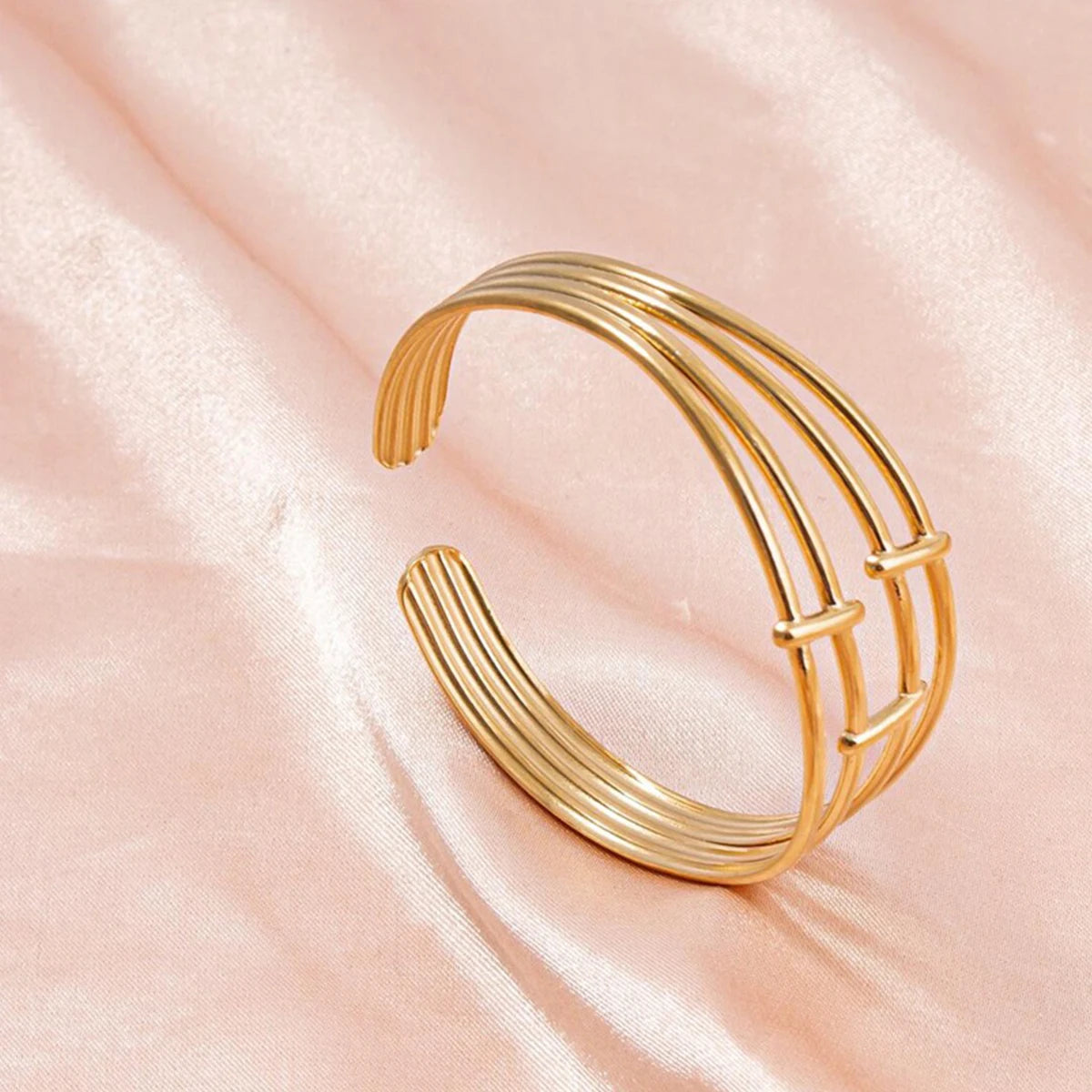 Stainless Steel Bangles for Women Gold Color Multi-layer Hollowing Fashion Bracelets Jewellery Accessories Gift