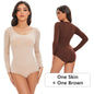 Female Underwear Open Crotch One-Piece Bodysuit Long Sleeve Seamless Waist Trainer Body Shaper Sheath Flat Belly Shapewear Woman