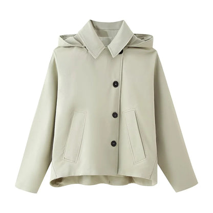 2025 new women's clothing European and American style fashionable design sense lapel bat style short windbreaker