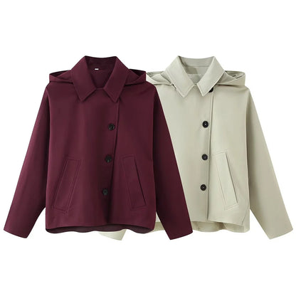 2025 new women's clothing European and American style fashionable design sense lapel bat style short windbreaker