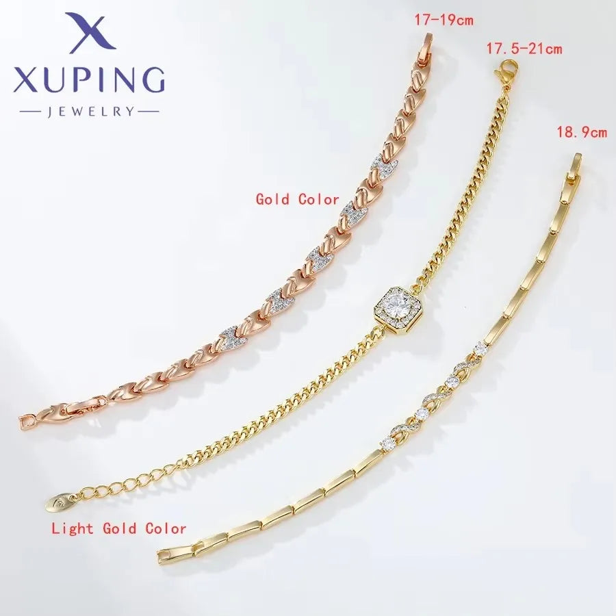 Xuping Jewelry Trendy Promotion Mixed Pulsera Bracelets Earring Group Copper Alloy Gold Plated Charm Bracelets for Women