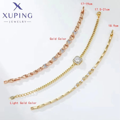 Xuping Jewelry Trendy Promotion Mixed Pulsera Bracelets Earring Group Copper Alloy Gold Plated Charm Bracelets for Women