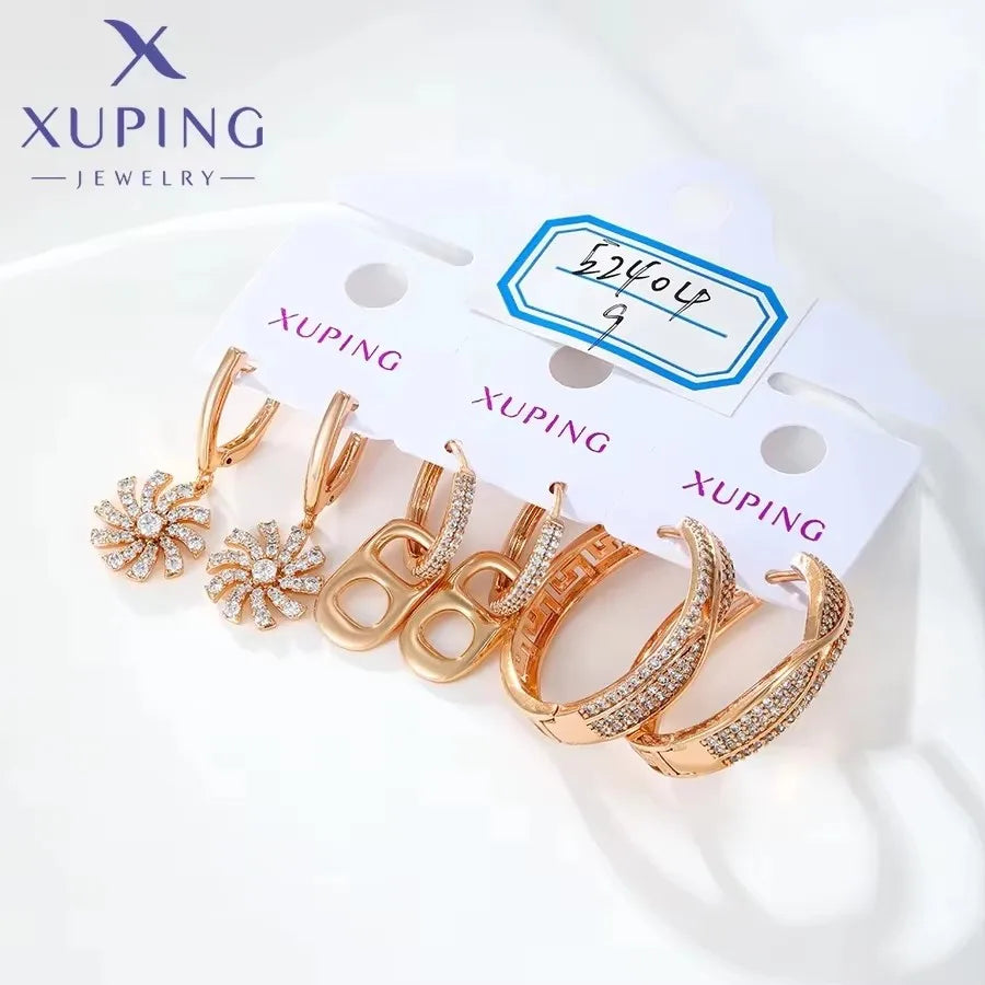 Xuping Jewelry Trendy Promotion Mixed Pulsera Bracelets Earring Group Copper Alloy Gold Plated Charm Bracelets for Women