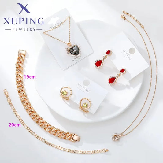Xuping Jewelry Trendy Promotion Mixed Pulsera Bracelets Earring Group Copper Alloy Gold Plated Charm Bracelets for Women