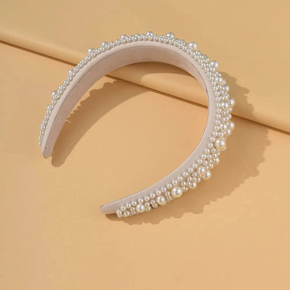 Headband For Women Wedding Bridal Hair Accessories Handmade Wide Hair Hoop Girls Headwear Wedding 2023 Jewelry White Pearl