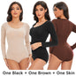 Female Underwear Open Crotch One-Piece Bodysuit Long Sleeve Seamless Waist Trainer Body Shaper Sheath Flat Belly Shapewear Woman