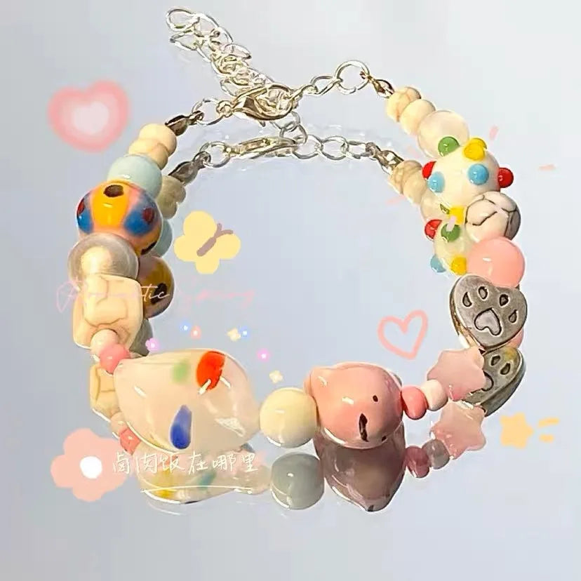Handmade Colorful Beaded Bracelet Stretch Bracelets Fashion Bangle Elastic Cord Bracelet Statement Jewelry pulseras mujer