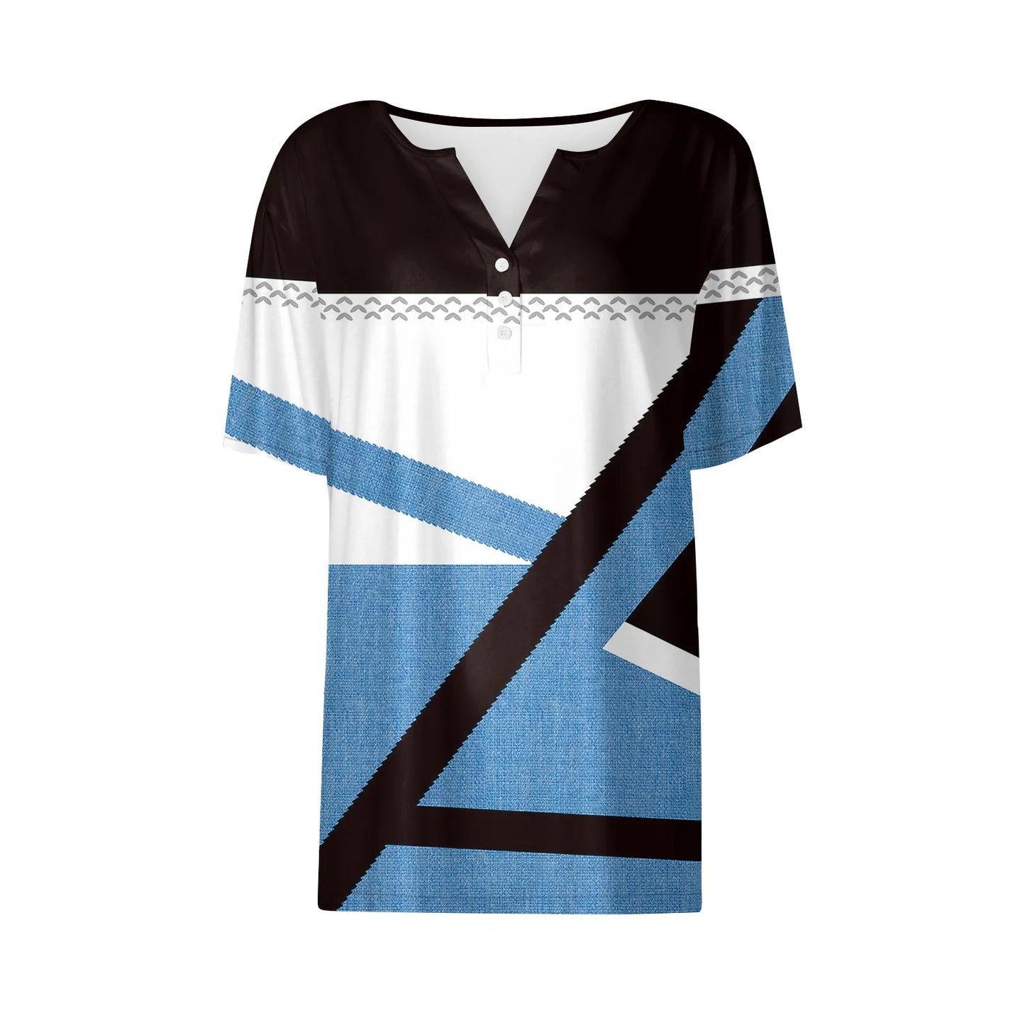 Women's Clothing Summer 2024 Tee Print Button Short Sleeve Daily Weekend Fashion Basic Top Dress Blouses