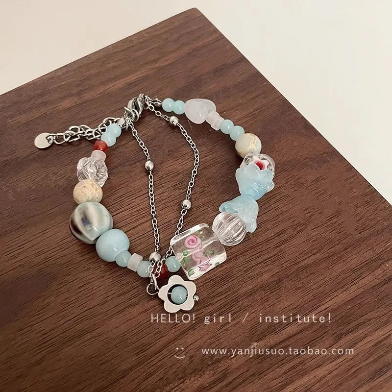 Handmade Colorful Beaded Bracelet Stretch Bracelets Fashion Bangle Elastic Cord Bracelet Statement Jewelry pulseras mujer