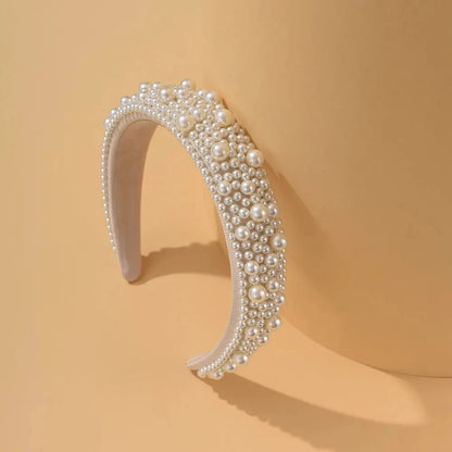 Headband For Women Wedding Bridal Hair Accessories Handmade Wide Hair Hoop Girls Headwear Wedding 2023 Jewelry White Pearl