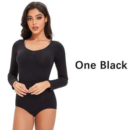 Female Underwear Open Crotch One-Piece Bodysuit Long Sleeve Seamless Waist Trainer Body Shaper Sheath Flat Belly Shapewear Woman