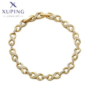 Xuping Jewelry Trendy Promotion Mixed Pulsera Bracelets Earring Group Copper Alloy Gold Plated Charm Bracelets for Women