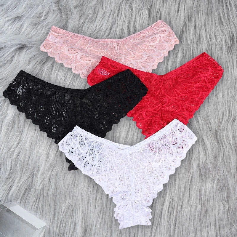Women's Underwear Lace Sexy Panties Female Underpants Solid Color Transparent Panty Intimates Low-Rise Women Lingerie