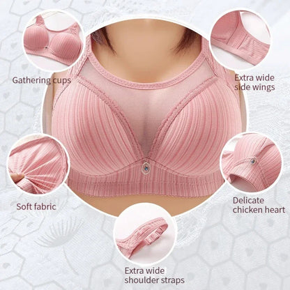 Women Bras Ropa Mujer Large Size Middle Aged Sexy Mesh Comfortable Female Underwear Wireless Bralette Lingerie Sujetadores