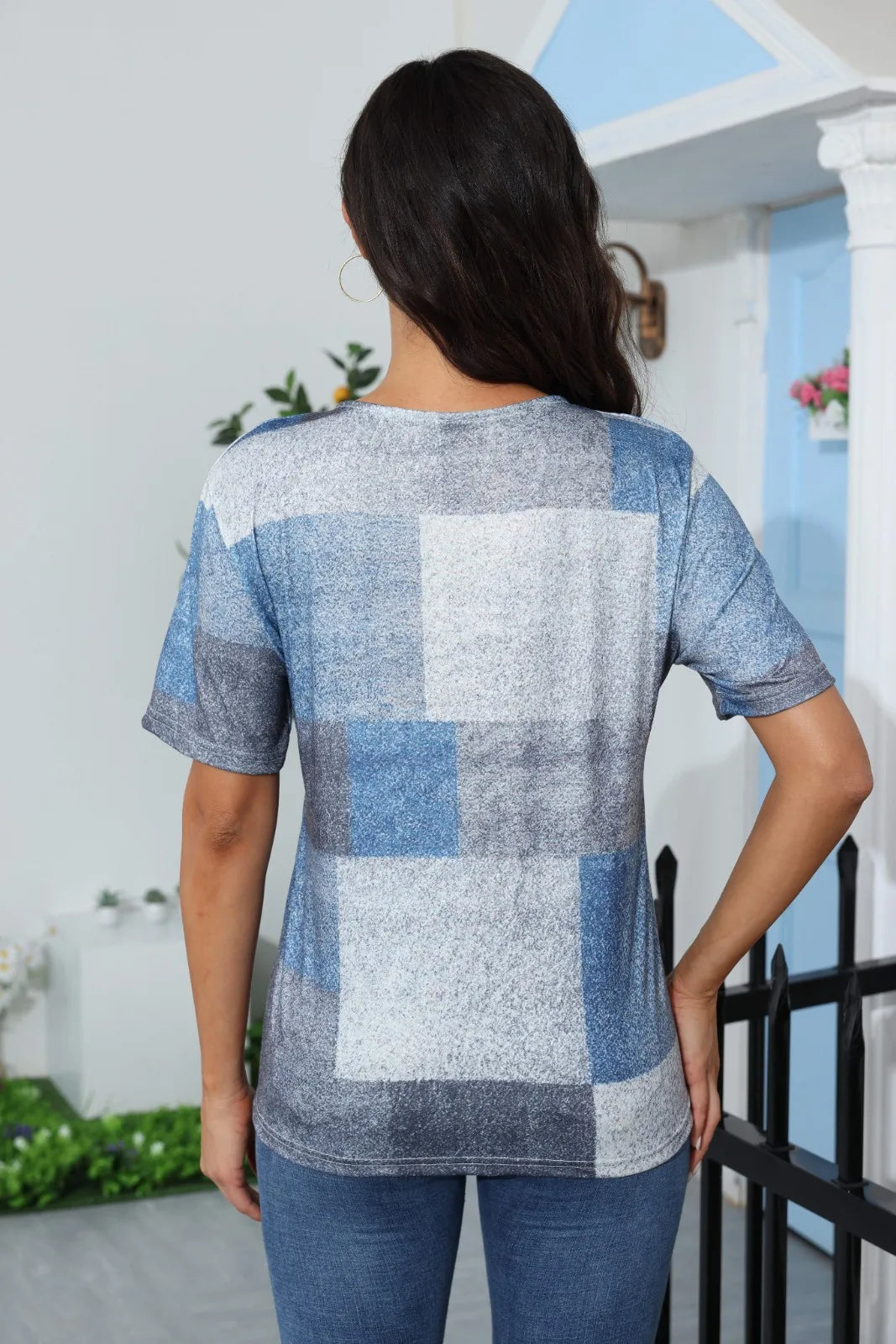 Women's Clothing Summer 2024 Tee Print Button Short Sleeve Daily Weekend Fashion Basic Top Dress Blouses