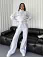 womens clothing 2 pieces set Casual Sports Suits Long Sleeved Half High Collar Cardigan Sweater Trouser Tracksuit Women Clothing